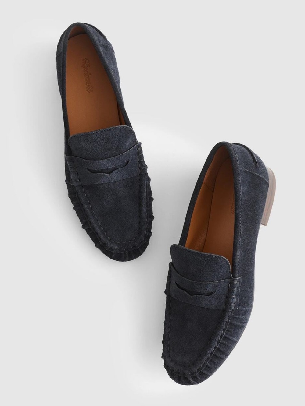 Madewell The Ashley Ruched Loafer in Suede NZ714 Blue Size 8.5